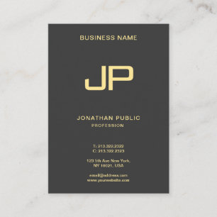 Cartão De Visita Monograma Elegante, Luxo inicial, poderoso preto, 