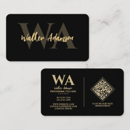 Cartão De Visita Monograma Elegante | Luxo Profissional Preto