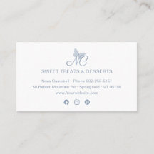 Monograma Elegante Moderno Borboleta Azul Dusty