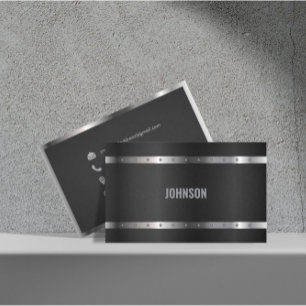 Cartão De Visita Monograma Elegante Moderno de Prata Brilhante de M