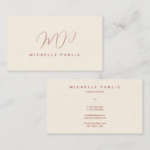 Cartão De Visita Monograma Elegante Personalizado Luxurioso Inicial