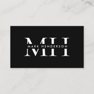 Cartão De Visita Monograma Elegante preto moderno