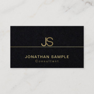 Cartão De Visita Monograma elegante preto superior luxuoso moderno