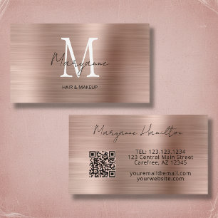 Cartão De Visita Monograma em Rose Gold QR