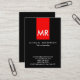 Cartão De Visita Monograma Exclusivo Vermelho Negro Stripe Elegante (Frente/Verso In Situ)