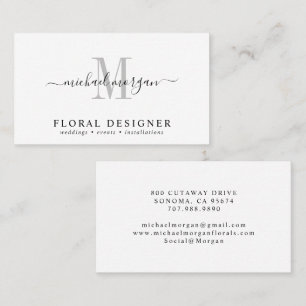 Cartão De Visita Monograma Floral de Rótulo Mínimo Designer