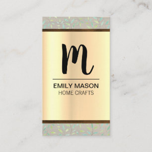 Cartão De Visita Monograma / Folha de Madeira / Natural