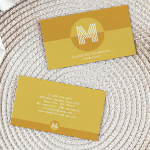 Cartão De Visita Monograma Geométrico Moderno Yellow Retro Mostard