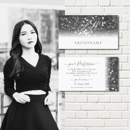 Cartão De Visita Monograma Glamoroso de Garra Branca com Espumação