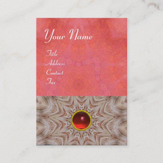 Cartão De Visita Monograma HAIR STYLIST,rubi rosa antigo,branco (Frente)