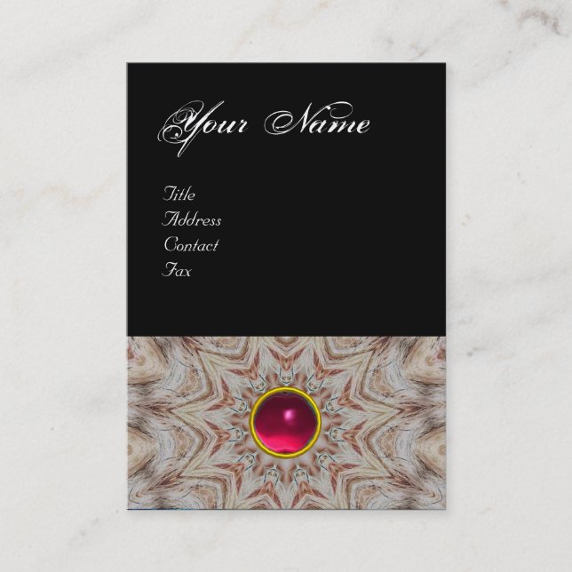 Cartão De Visita Monograma HAIR STYLIST, rubi rosa vermelho, preto (Frente)