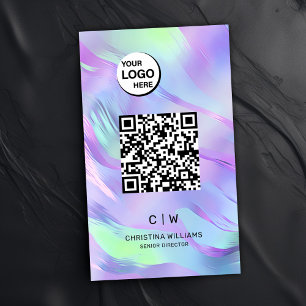 Cartão De Visita Monograma Holográfico do Código QR