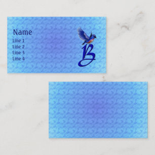 Cartão De Visita Monograma Inicial B Elegante Pássaro Azul