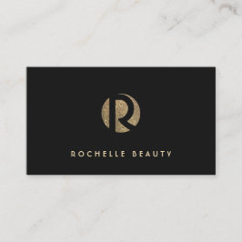 Cartão De Visita Monograma legal de Sequência Dourada e Preta