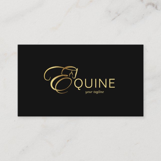 Cartão De Visita Monograma - Letra E Cavalo em ouro (Frente)
