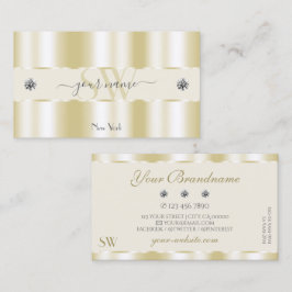 Cartão De Visita Monograma Luxurioso de Diamantes Sparkle Dourados 