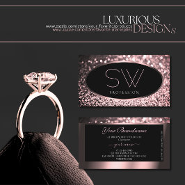 Cartão De Visita Monograma Luxurioso Rosa cor-de-rosa brilhante pre