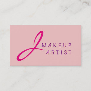 Cartão De Visita Monograma Makeup Artist Bebê rosa Fundo