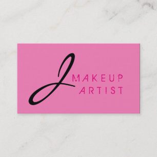 Cartão De Visita Monograma Makeup Artist Pink Fundo