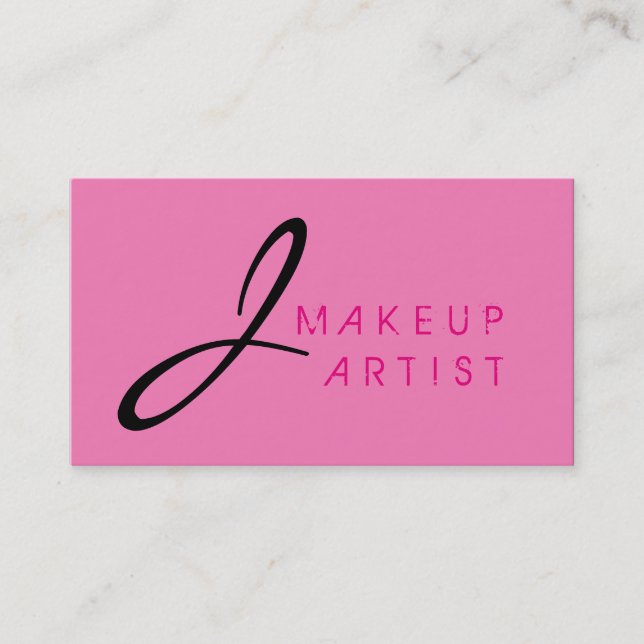 Cartão De Visita Monograma Makeup Artist Pink Fundo (Frente)