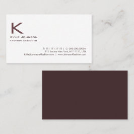 Cartão De Visita Monograma minimalista branco elegante personalizad