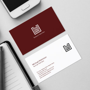 Cartão De Visita Monograma minimalista com logotipo em Maron