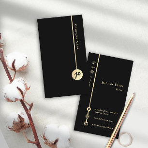 Cartão De Visita Monograma minimalista elegante preto moderno e Dou