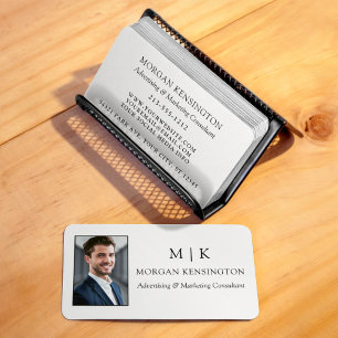 Cartão De Visita Monograma minimalista moderno ou Adicionar foto de