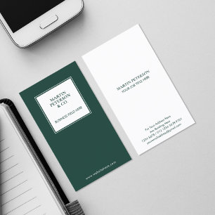 Cartão De Visita Monograma minimalista Quadro branco em verde esc