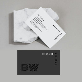 Cartão De Visita Monograma Mínimo da Cinza Negra Profissional