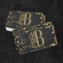 Monograma Mínimo de Luxo Na moda Chic Dourado Pret