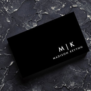 Cartão De Visita Monograma Mínimo de Luxo Na moda de Bico Negro de