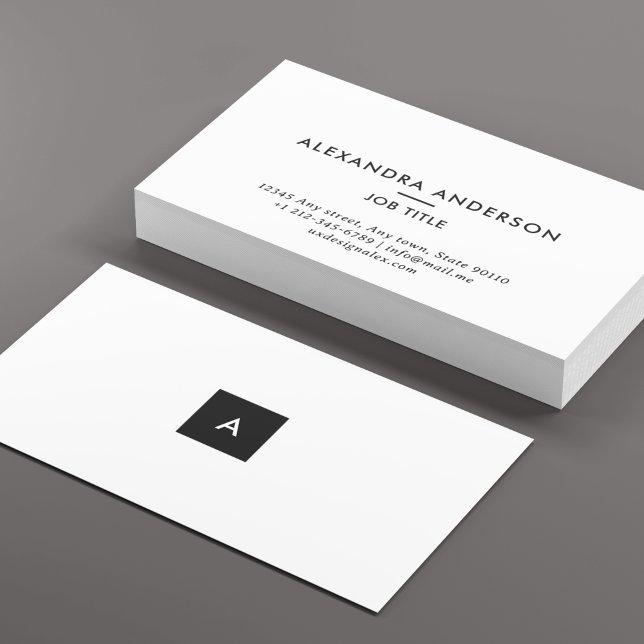 Cartão De Visita Monograma mínimo moderno - Profissional simples (Modern Minimal Monogram Simple Professional Business Card)
