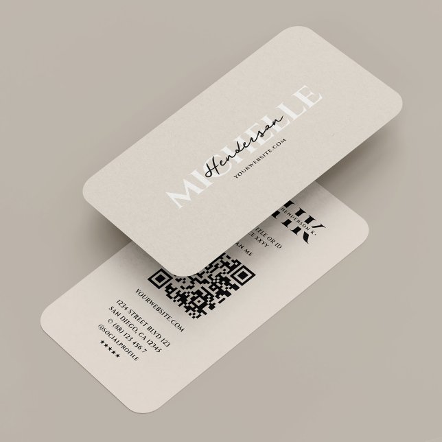 Cartão De Visita Monograma mínimo, monograma e beige profissional (Minimal Monogram Sand Beige Professional Business Card
)