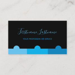 Cartão De Visita Monograma mínimo negro e azul-indigo elegante