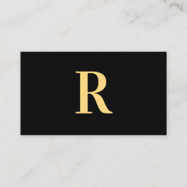 Cartão De Visita Monograma mínimo preto moderno Dourado
