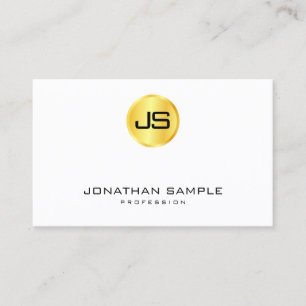 Cartão De Visita Monograma Modelo Dourado de aparência branca