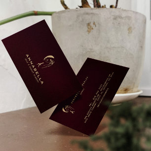 Cartão De Visita Monograma Moderno Arte da Face Feminina