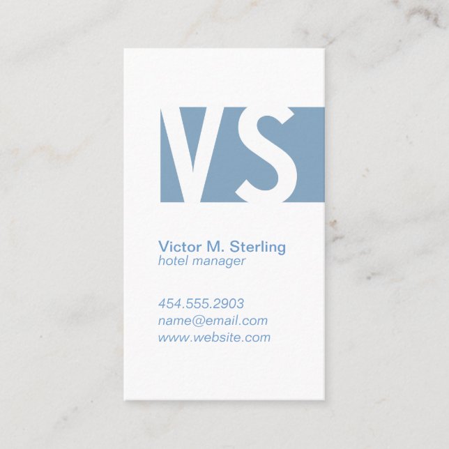 Cartão De Visita Monograma moderno (azul) (Frente)