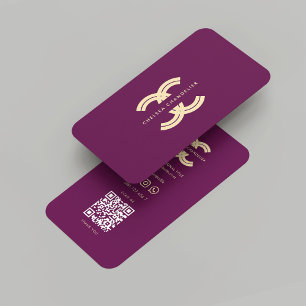 Cartão De Visita Monograma Moderno C Luxury Purple Professional