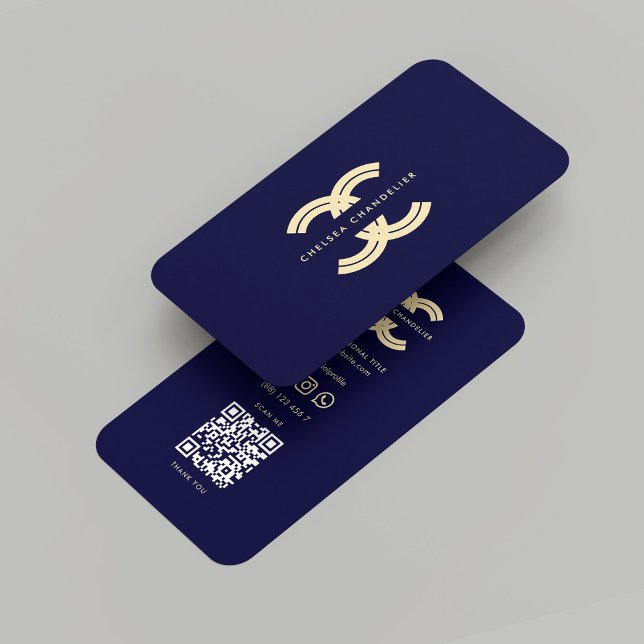 Cartão De Visita Monograma moderno C Midnight Blue Dourado Professi (Modern Monogram C Midnight Blue Gold Professional Business Card
)
