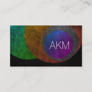 Cartão De Visita Monograma moderno com formas de cores texturizadas