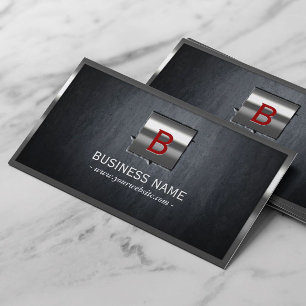 Cartão De Visita Monograma Moderno de Construção Metálica