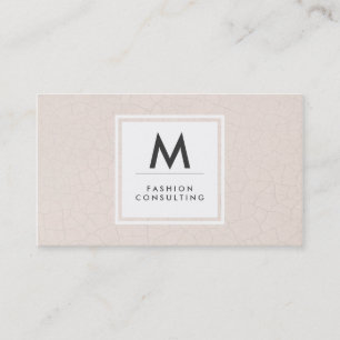 Cartão De Visita Monograma moderno de padrão fragmentado bege
