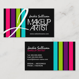 Cartão De Visita Monograma moderno do maquilhador da cor