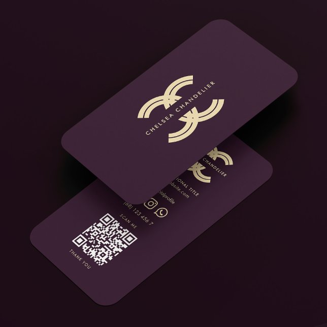 Cartão De Visita Monograma Moderno Elegante C Púrpura de Luxo (Elegant Modern Professional Monogram C Luxury Purple Business Card
)