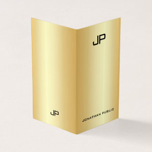 Cartão De Visita Monograma Moderno Elegante Profissional Dourado Fa