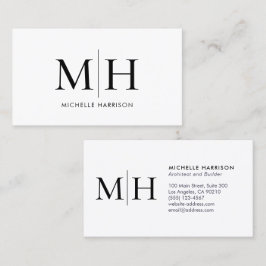 Cartão De Visita Monograma Moderno Elegante White Professional Pret