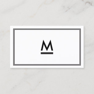 Cartão De Visita Monograma moderno inicial grande em preto e branco