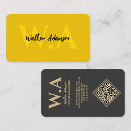 Cartão De Visita Monograma Moderno | Luxo Preto e Dourado